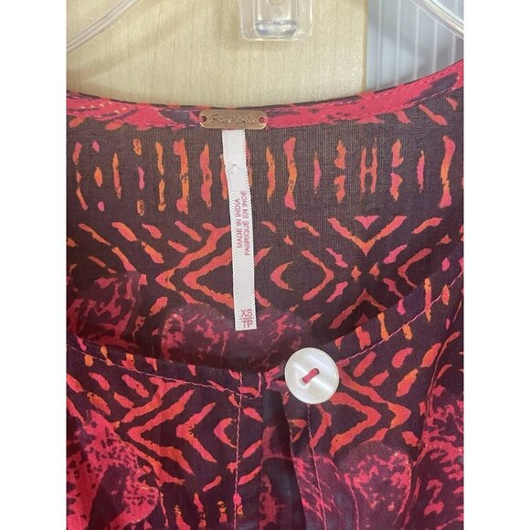 Free People Gotta Have You Tunic S Oversized Patchwork Top Red Boho Peasant - Picture 3 of 6
